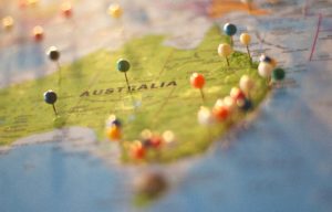 A map of Australia with several pins
